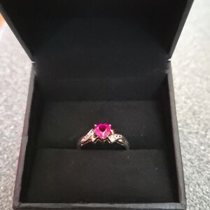 Heart-Shaped Pink Gemstone Ring
